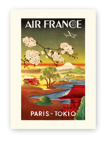 Affiche Air France - PARIS TOKIO - 50x70 en tube 1