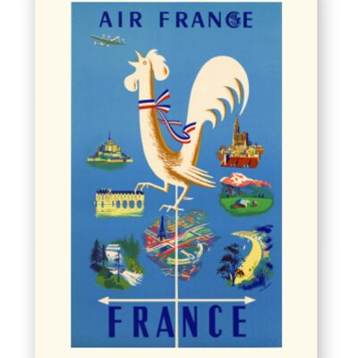 Affiche Air France - France (Coq) - 50x70 en tube