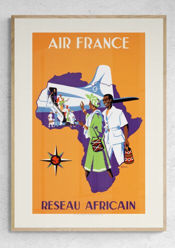 Affiche Air France - Réseau Africain - 30X40 2