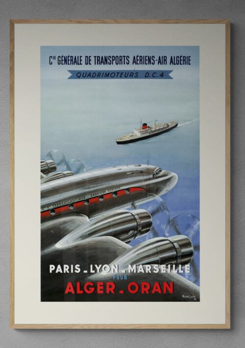 Affiche Air France - PLM pour Alger-Oran - 40x50
