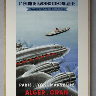 Affiche Air France - PLM pour Alger-Oran - 50x70 en tube