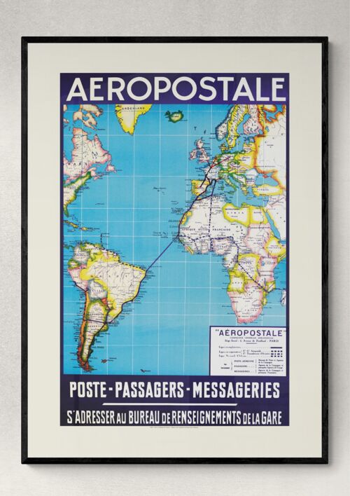 Affiche Air France - Poste-Passagers-Messageries - 50x70 en tube
