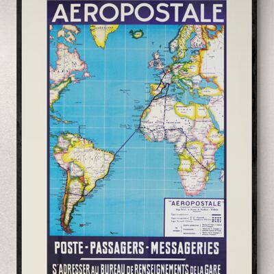 Affiche Air France - Poste-Passagers-Messageries - 50x70 en tube