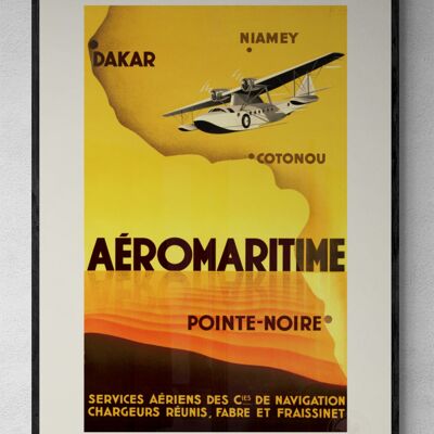 Affiche Air France - Dakar, Niamey, Cotonou,… - 50x70 en tube