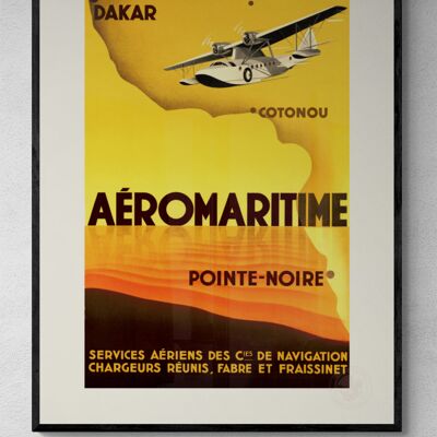 Affiche Air France - Dakar, Niamey, Cotonou,… - 60x80 en tube