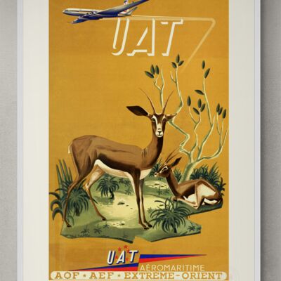 Affiche Air France - Savane & Antilope - 50x70 en tube