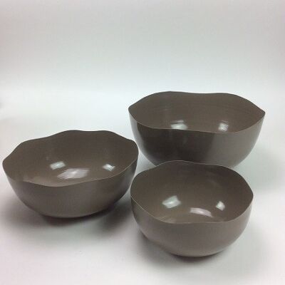 set of three bowls in the color blue gray handmade in vintage look