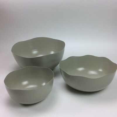 set of three bowls in blue gray, handmade in vintage look