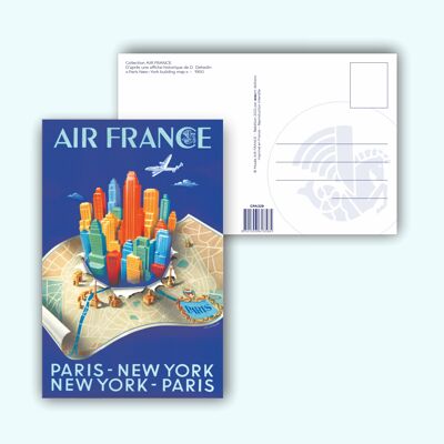 Carte postale Paris New-York Building map - 10x15