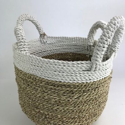 Set of two Ibiza style wicker baskets