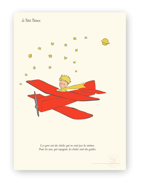 Affiche Petit Prince - Avion étoiles - 50x70 en tube