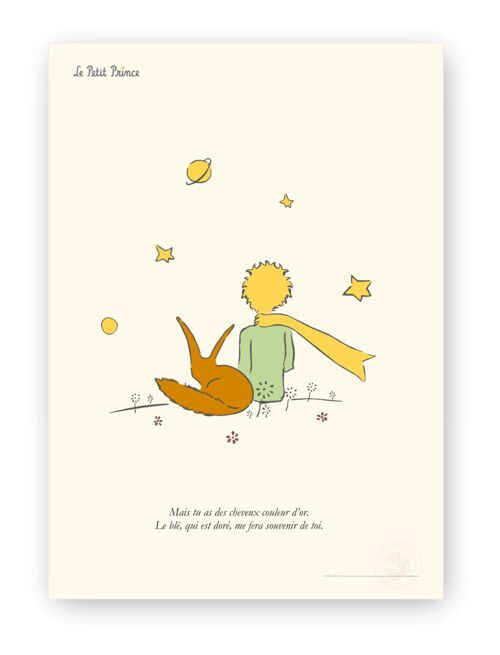 Affiche Petit Prince - Renard et cheveux d'or - 30x40