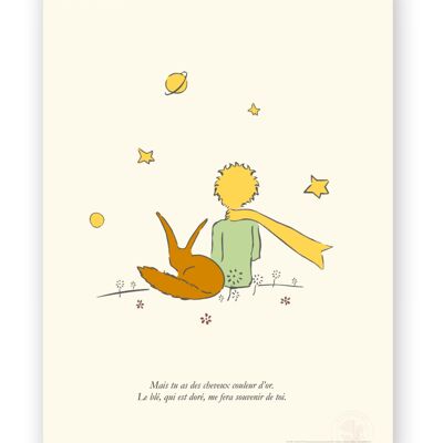 Affiche Petit Prince - Renard et cheveux d'or - 30x40