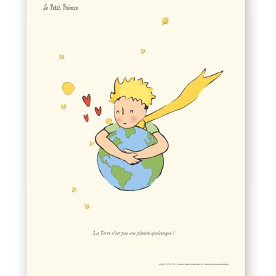 Affiche Petit Prince - Petit Prince câlin Planète - 30x40