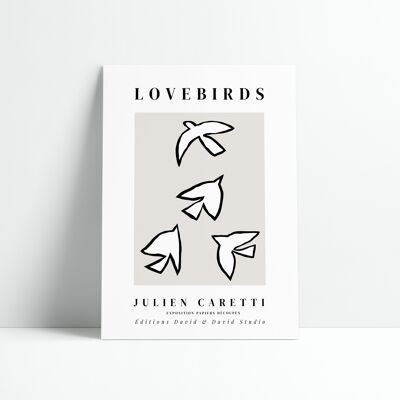 Poster 30x40 cm - Lovebirds grauer Hintergrund
