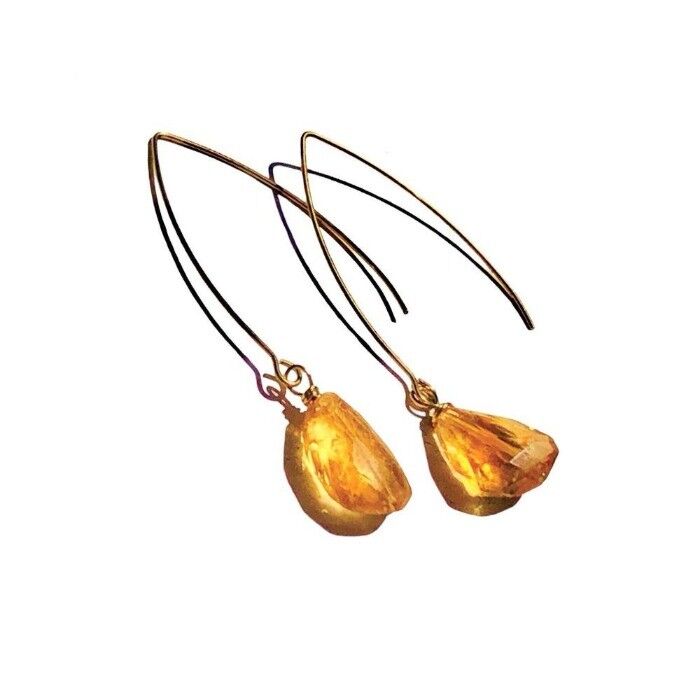 Boucles d'Oreilles Wishbone Citrine - Or Rose