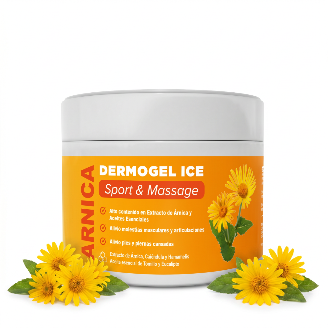 QKnatur - DERMO GEL CREAM ARNICA MONTANA - 500ml - Cooling effect cream for muscle massages - With extracts of arnica, calendula and witch hazel