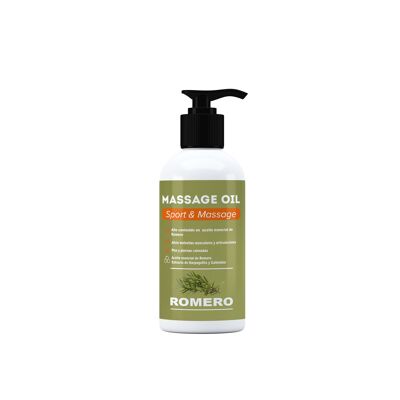 ROMERO - Olio da massaggio ad alto contenuto di olio essenziale di Rosmarino ed estratti di Arpagofito e Calendula - 250ml