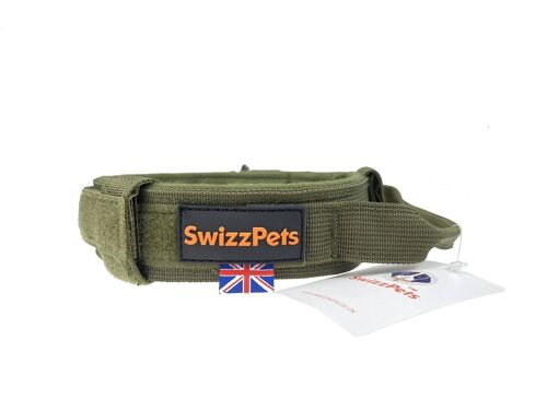 Swizzpets™ adjustable tactical dog collar with heavy duty metal buckle (army green l)