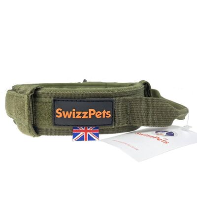 Swizzpets™ adjustable tactical dog collar with heavy duty metal buckle (army green l)