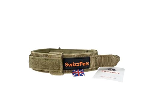 Swizzpets™ adjustable tactical dog collar with heavy duty metal buckle (dessert sand l)