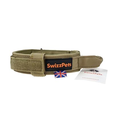 Swizzpets™ adjustable tactical dog collar with heavy duty metal buckle (dessert sand l)