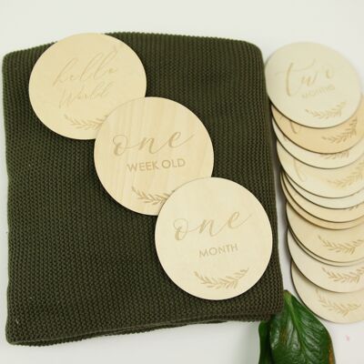 Milestone & Blanket Gift set - English & Olive