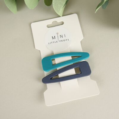 Teal & Navy duo hair clips