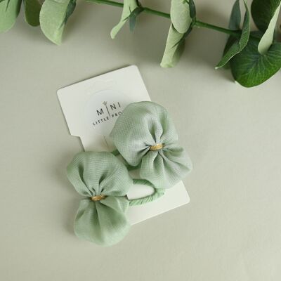 Soft mint bow duo hair clips