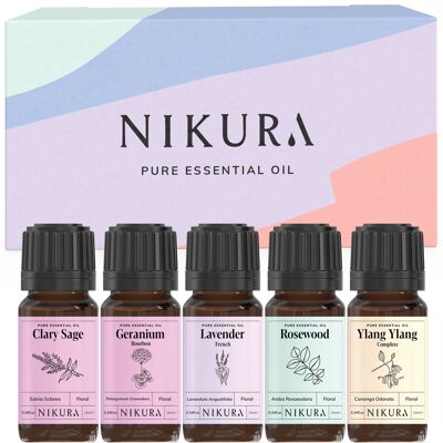Floral - Gift Set - 5 x 10ml Essential Oils - With Box
