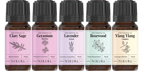 Floral - Gift Set - 5 x 10ml Essential Oils - Without Box