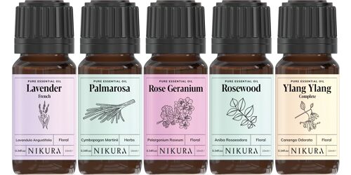 Floral Selection - Gift Set - 5 x 10ml Essential Oils - Without Box