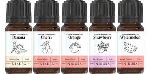 Fruity Fragrance - Gift Set - 5 x 10ml Fragrance Oils - Without Box