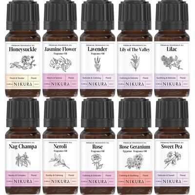 Flower Power - Gift Set - 10 x 10ml Fragrance Oils - Without Box