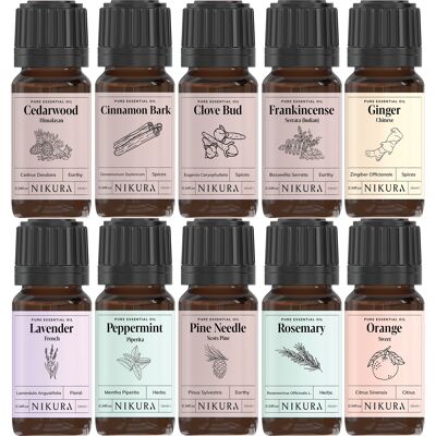 Winter Collection - Gift Set - 10 x 10ml Essential Oils - Without Box