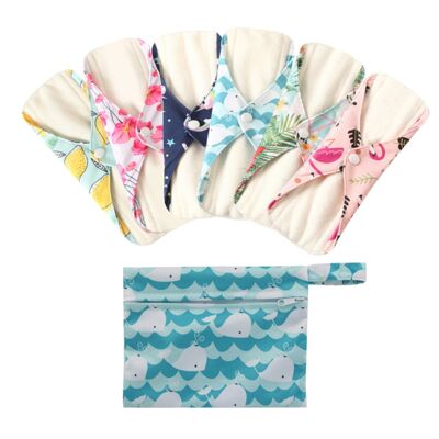 1 lot de 6 serviettes hygiéniques Lavables +1 pochette - 40