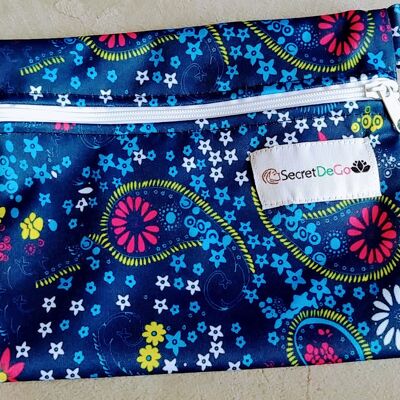Pochette de rangement serviettes hygiéniques (Existe en 10 motifs) - Fleur Bleu