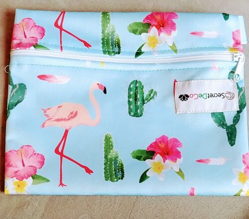 Pochette de rangement serviettes hygiéniques (Existe en 10 motifs) - Flamant Rose