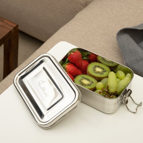 Sattvii Edelstahl Lunchbox Brotdose mit L-Lock Medium 500 ml Essensbox TÜV geprüft I Bestes Meal Prep I Box bpa frei I Jausenbox Frühstücksbox Brotbüchse Brotzeitbox