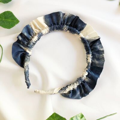 Blue Print Rouched headband, Ruffle Headband