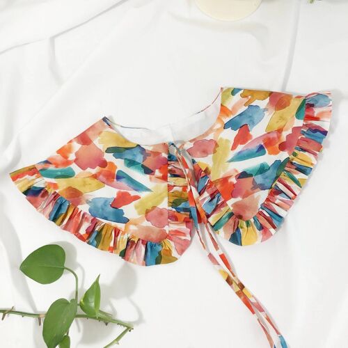 Paint Print Cotton Detachable Collar, Oversized Collar