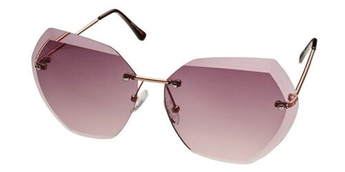 Sunglasses - MILANA - Diamant cut, Rimless shield in Rosegold with rose brown lenses