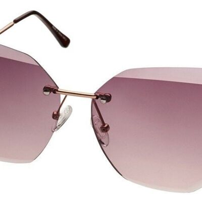 Gafas de sol - MILANA - Corte diamant, escudo al aire en oro rosa con lentes marrón rosa
