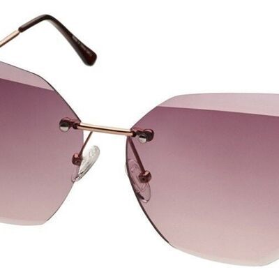 Lunettes de soleil - MILANA - Coupe diamant, Bouclier sans monture en Or rose avec verres marron rose