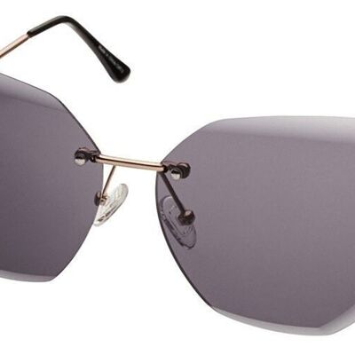 Gafas de sol - MILANA - Corte Diamant, Escudo al aire en Oro con lentes gris oscuro.