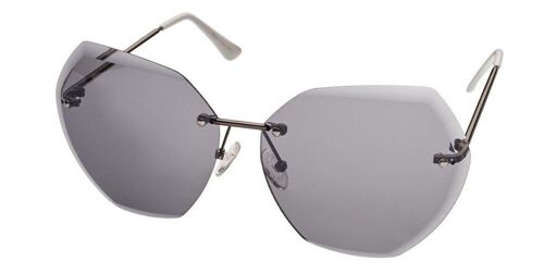 Sunglasses - MILANA - Diamant cut, Rimless shield in Gunmetal with light grey flash mirror lenses.