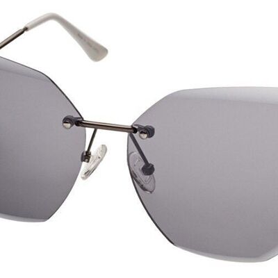 Gafas de sol - MILANA - Corte diamant, escudo al aire en Gunmetal con lentes de espejo gris claro flash.
