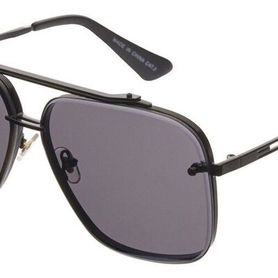 Gafas de sol - HAYK - Modern & Robust Aviator In Matt Black metal con lentes Smoke Grey