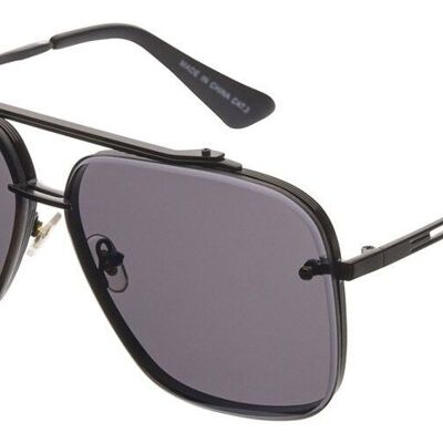 Sonnenbrille - HAYK - Moderne & robuste Pilotenbrille aus mattschwarzem Metall mit rauchgrauen Gläsern