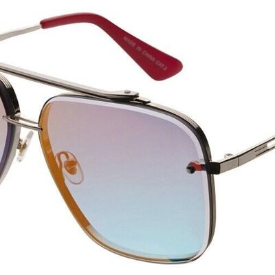 Occhiali da sole - HAYK - Modern & Robust Aviator In metallo argento opaco con lenti specchiate rosse